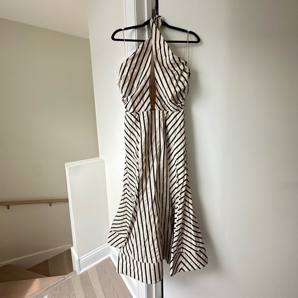 C/MEO Black and white striped halter neck midi dress size M/US 6 - Picture 4 of 10